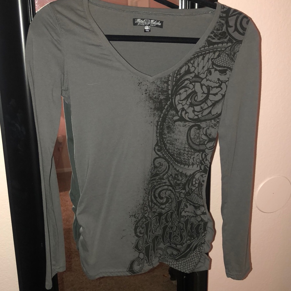 Grey long sleeve Metal Mulisha top